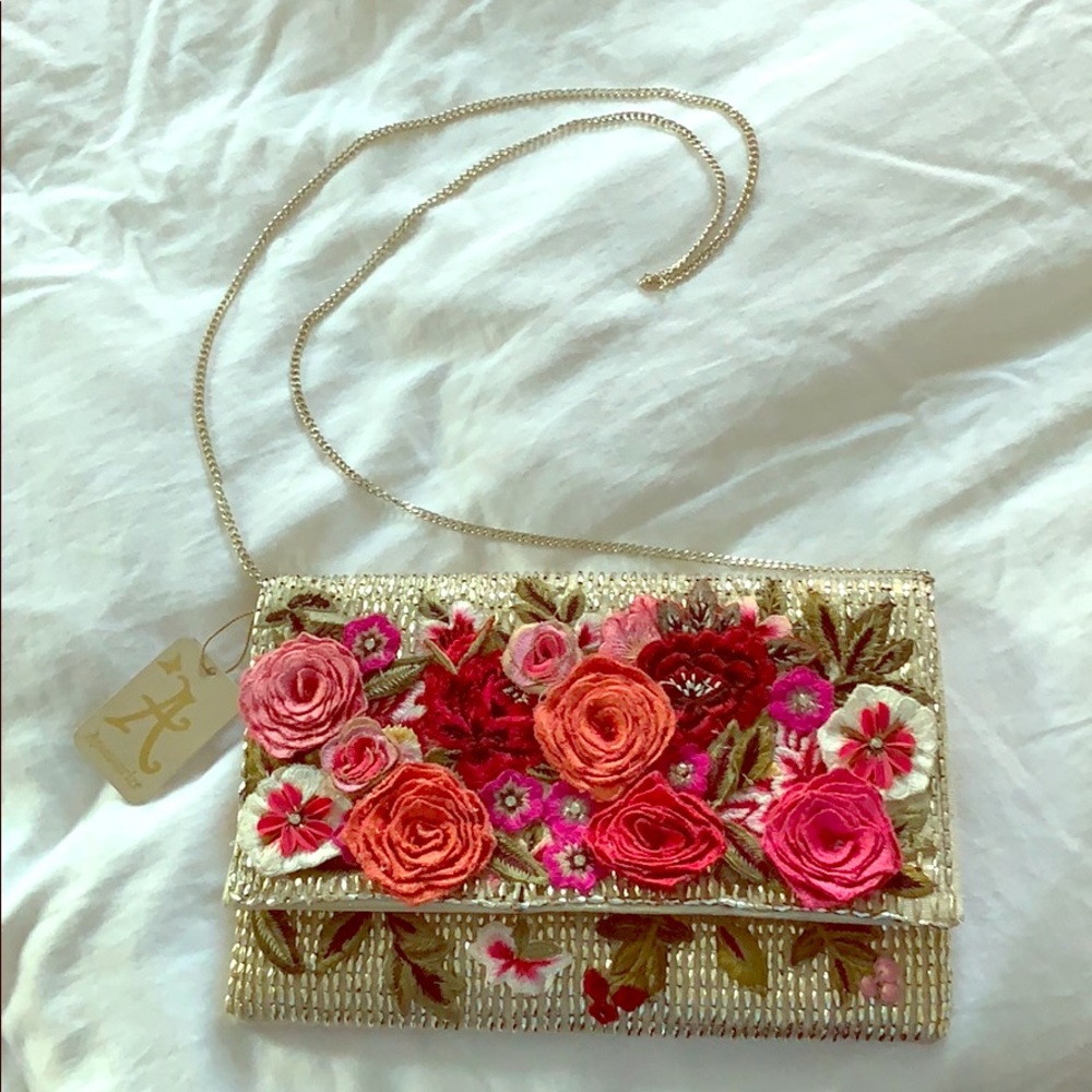 Floral chain evening shoulder bag